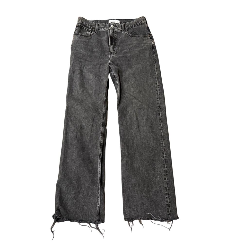 Abercrombie & Fitch Black 90s Relaxed Jean High Rise Womens 28/6 Black Wide Leg